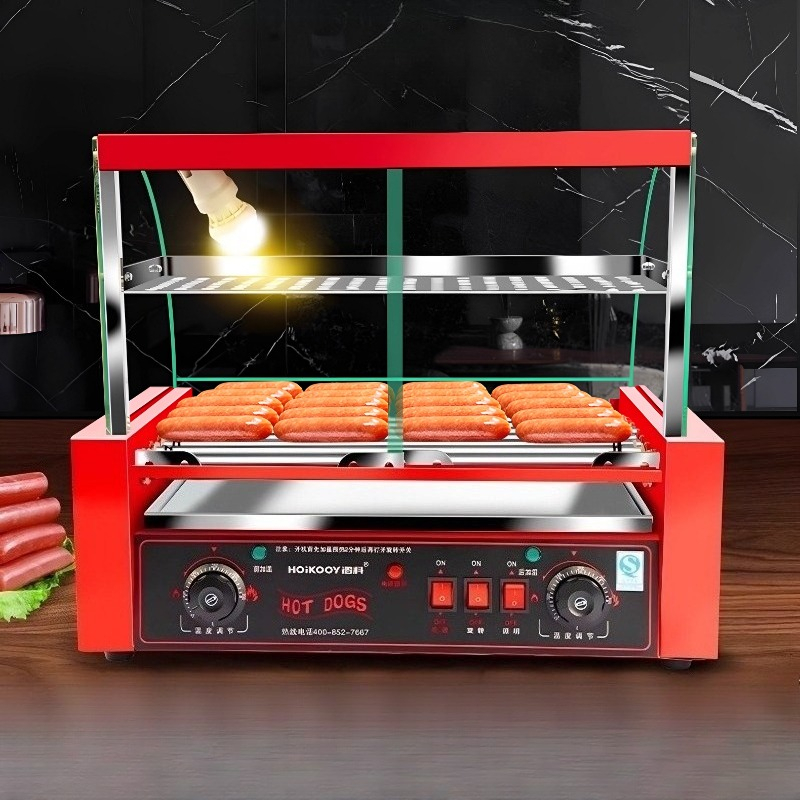 Hot Dog Press - Mesin pemanggang sosis komersial 7 tabung